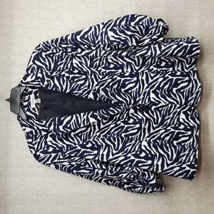 dressbarn Navy and White Zebra Print Jacket